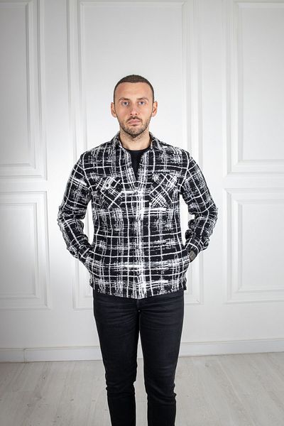 Sarar Interviu Cămașă neagră în carouri Slim Fit cu buzunar dublu