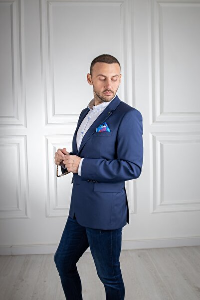 Sarar Interview Cerruti Fabric Navy Blue Blazer Jacket