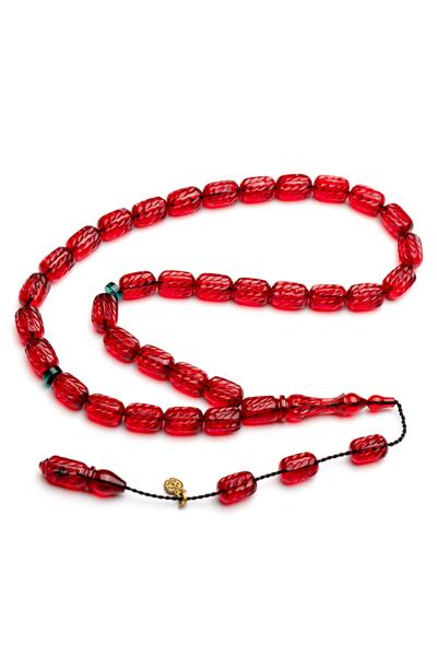 enderun Mesut Elma Usta Kalem Işçilikli Blok Zar Kehribar Tesbih, Usta Işçilikli Hakiki Zar Kehribar Tesbih