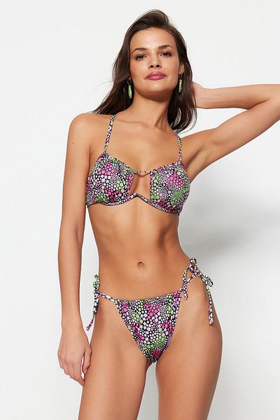 Trendyol Collection Floral Patterned Tie-Up High Leg Bikini Bottom TBESS23BA00042