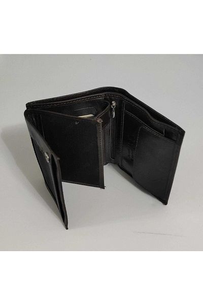 MKM Genuine Real Leather Men's Vertical Wallet with Internal Snap