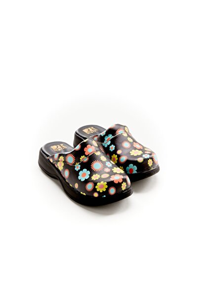 DRMOON Daisy Patterned Genuine Leather Sabo Slippers
