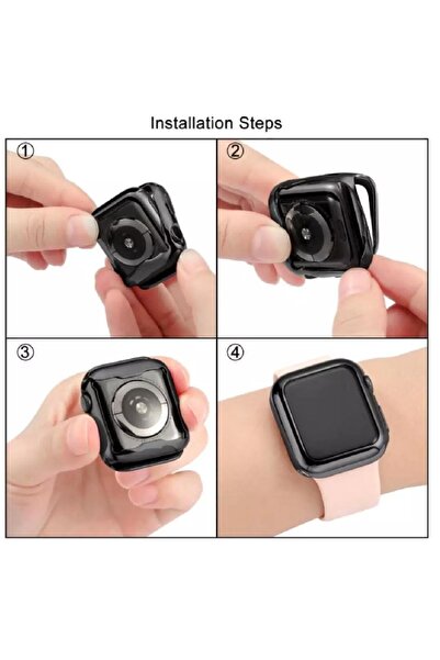 GREGOSS Apple Watch 7 8 9 Serisi 41mm 360 Tam Koruma Şeffaf Silikon Kılıf