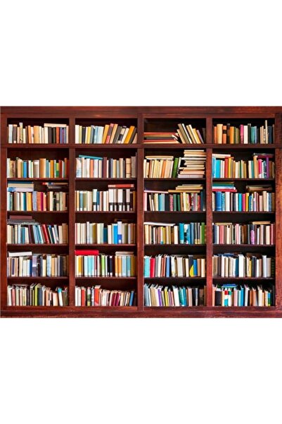EkoDekor 3boyutluduvarkagitlari Kitaplık Duvar Kağıdı Kanvas Tek Parca