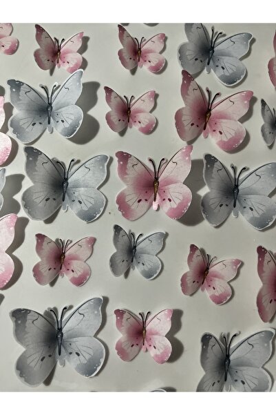 sevvom كعكة كب كيك - ورق قابل للتآكل، قصة خاصة، جاهزة للاستخدام، فراشات رمادي...