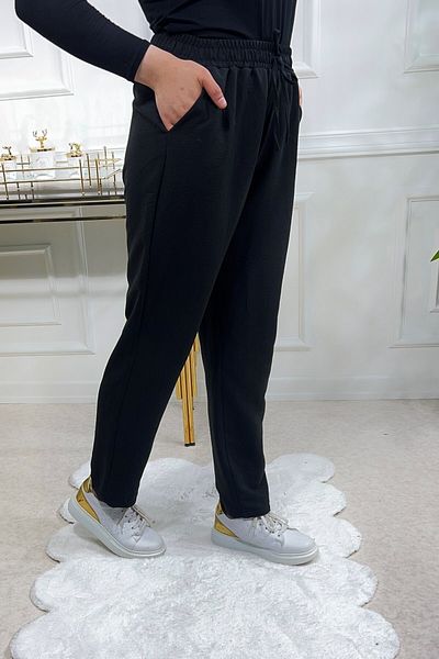 Aşkı Endam Miraç Narrow Leg Cotton Ayrobin Trousers - Black