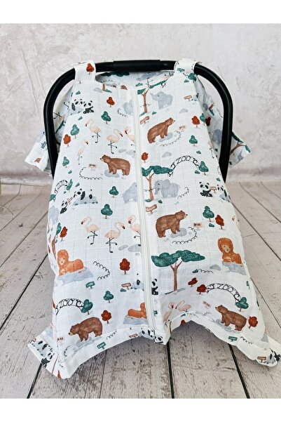 JUNİPERUS Fermuarlı Müslin Bezi Puset Örtüsü Ayıcık