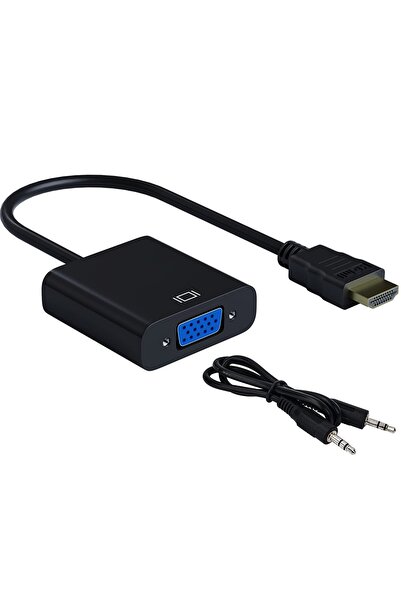 boblov Hdmi To Vga Dönüştürücü 3.5mm Aux Ses Destekli Hdmi Erkek Vga Dişi 108...