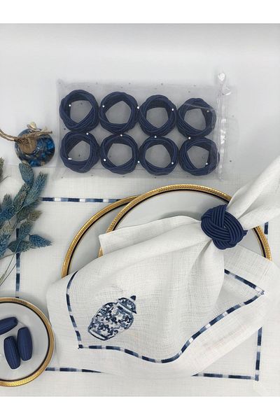 KATMERTEKS 10 Pieces Navy Blue Twisted Napkin Ring