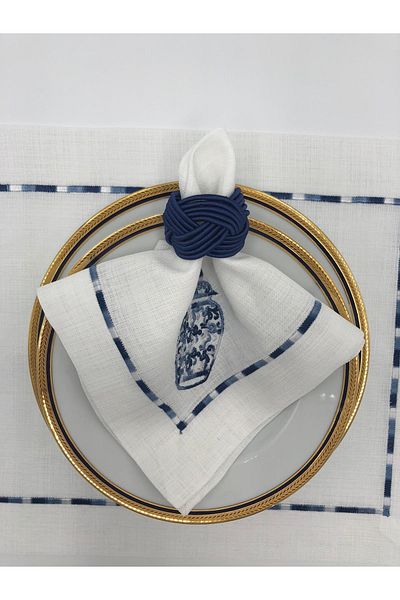 KATMERTEKS 10 Pieces Navy Blue Twisted Napkin Ring