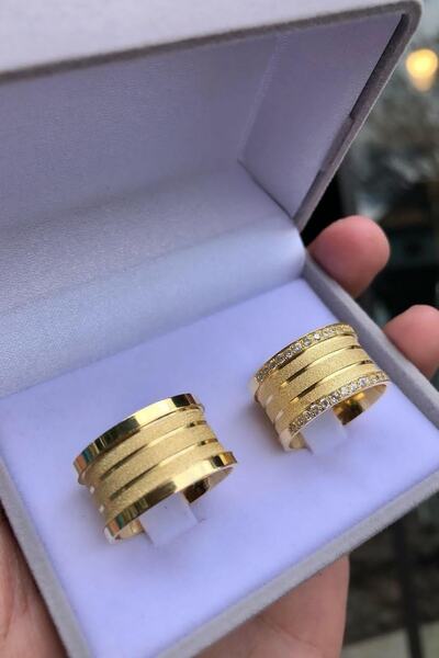 Silver Self Gümüş Alyans Sarı Kum Matı