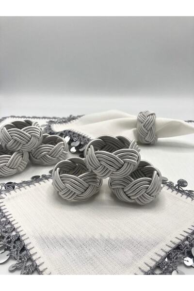 KATMERTEKS 12 Pieces Silver Napkin Ring Ring Wicker Model