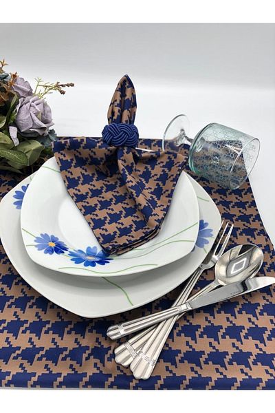 KATMERTEKS 12 Pieces Navy Blue Napkin Ring Ring Wicker Model