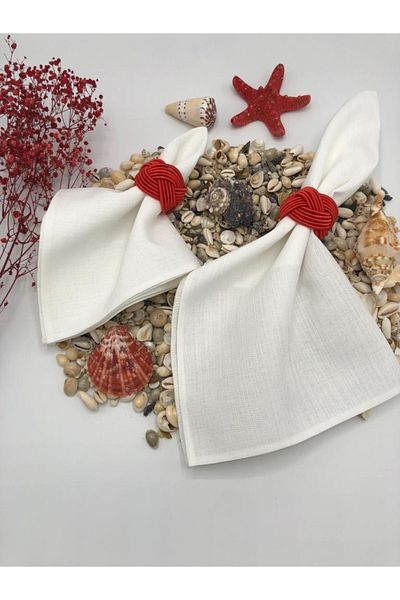 KATMERTEKS 12 Pieces Coral Red Napkin Ring Ring Twisted Model