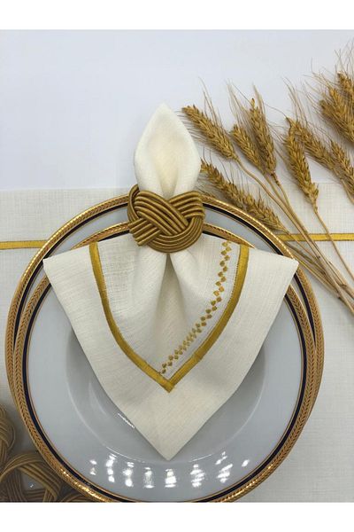 KATMERTEKS 12 Pieces Gold Napkin Ring Ring Twisted Model