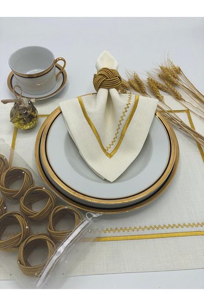 KATMERTEKS 12 Pieces Gold Napkin Ring Ring Twisted Model