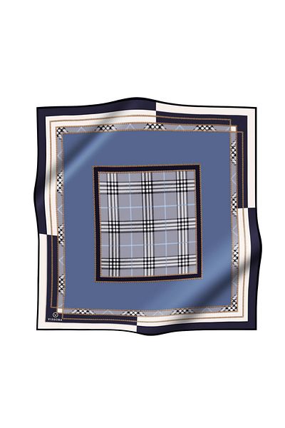 Vissona Γυναικείο μεταξωτό μαντήλι Twill Indigo-2