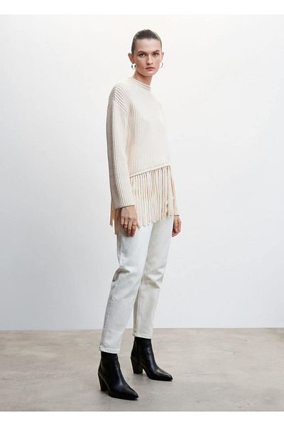 MANGO Woman Skirt Tasseled Sweater