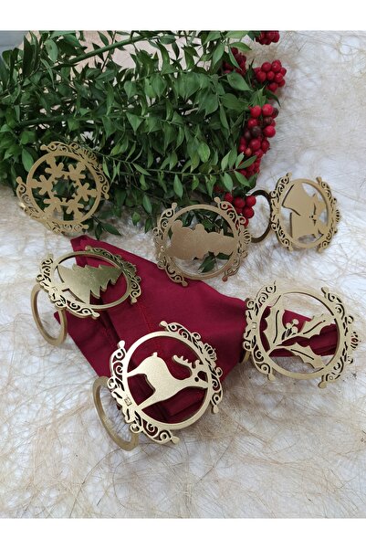 Woodwormbag 6-Piece Napkin Ring Gold