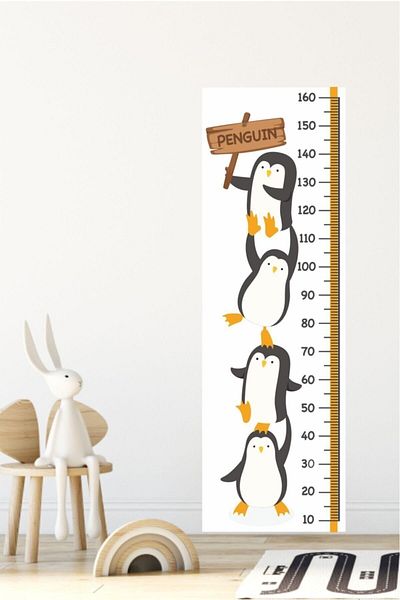 Piksel Grafik Autocolant pentru camera copiilor pentru măsurarea înălțimii pinguinului
