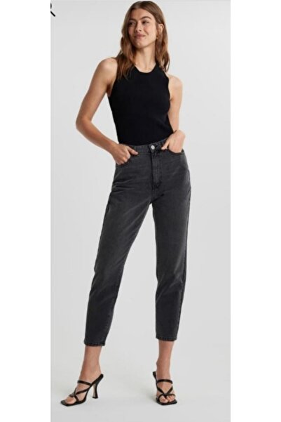Hepsibitarz Kadın Siyah Mom Jeans Denim Kot Orjinal Ithal  Pantolon