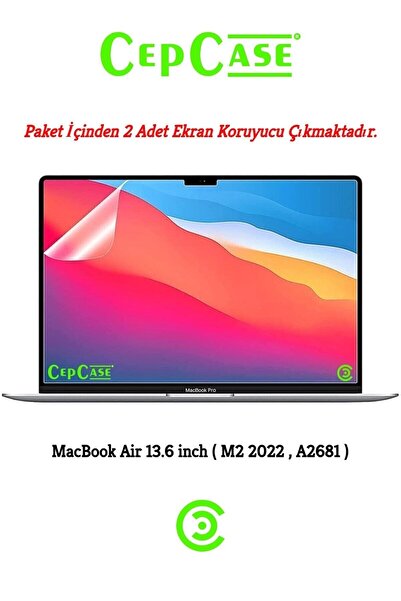 CEPCASE Macbook 13.6' Air 2022 M2 A2681 Ekran Koruyucu 2 Adet Ultra Ince Kırılmaz Cam Tam Uyum