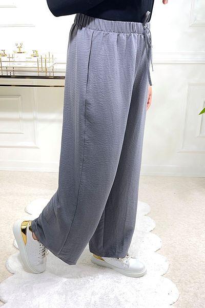 Aşkı Endam Belinay Wide Leg Cotton Ayrobin Trousers - Gray