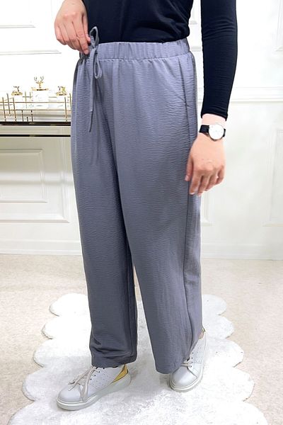 Aşkı Endam Belinay Wide Leg Cotton Ayrobin Trousers - Gray