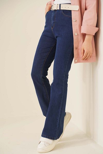 BROSERER Kalista Drv Flared Leg Flare Jeans Colorfast Dark Blue Spanish Jeans High Waist Jeans