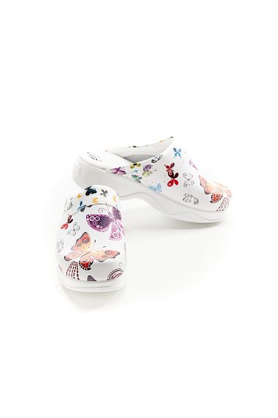 DRMOON Butterfly Patterned Genuine Leather Sabo Slippers