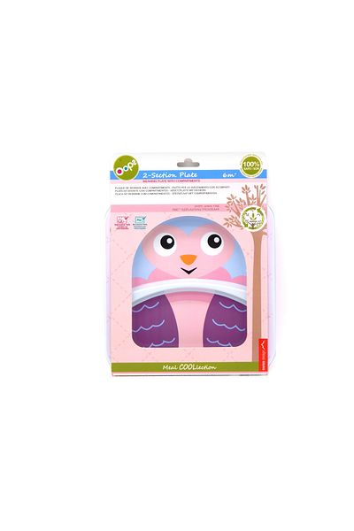 OOPS 2-Compartment Feeding Plate Owl