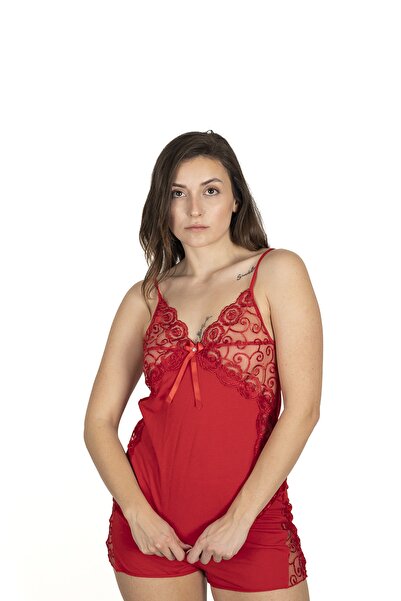 KOTA Dantelli Ip Askılı Fantezi Gecelik Takımı