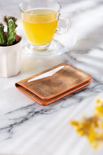 Conceria Pelle -plain Genuine Leather Card Holder & Wallet