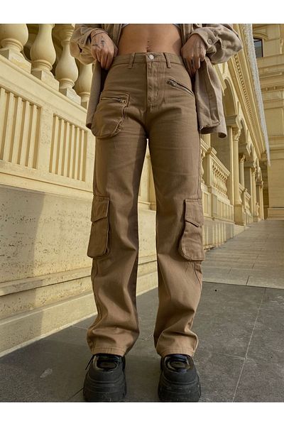 Touz Παντελόνι τσέπης φορτίου Eysa Jump Detailed Milk Brown