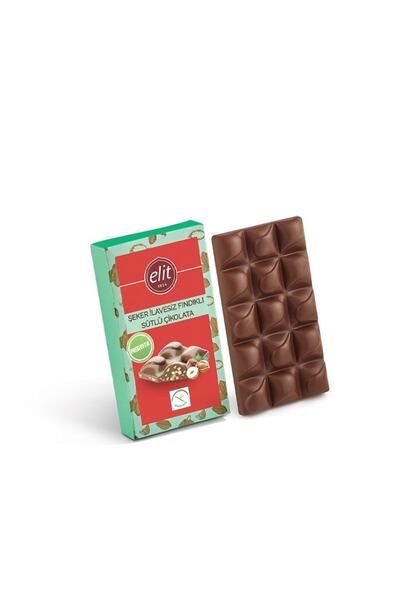 Elit Şekersiz Prebiyotik Fındıklı Sütlü Çikolata 60 Gr