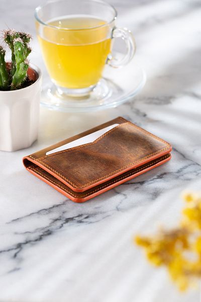 Conceria Pelle -plain Genuine Leather Card Holder & Wallet