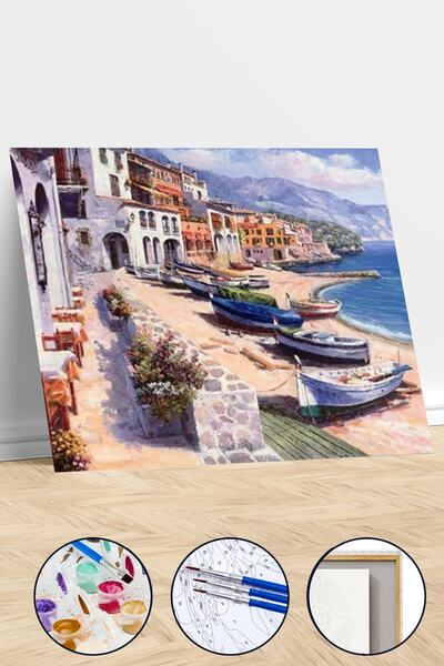 Genel Markalar Sayılarla Boyama Seti Kasnaklı Ege Sahili 60 X 75 Cm