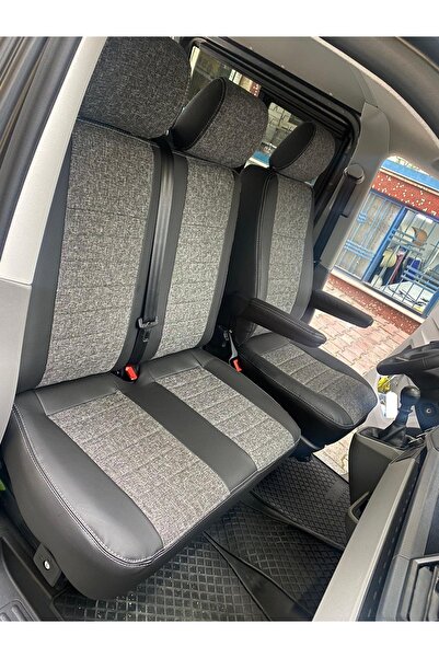 AKINCI جلد أسود كتان رمادي - مزيج متوافق مع Transporter 5 1 T6 T7