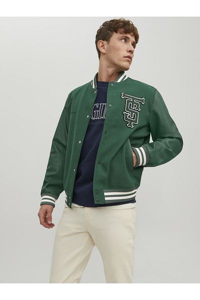 Jack & Jones Jachetă Bomber Brodata la Piept - Facultate