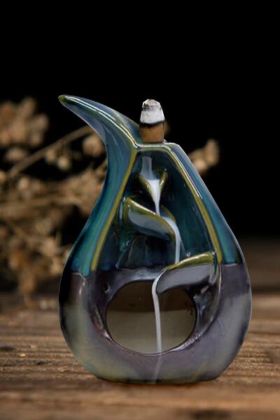 Me Ama Seramik Geri Akışlı Şelale Tütsülük + 5 Adet Geri Akışlı Tütsü Hediye