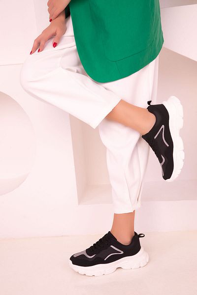 SOHO Black-Silver Women's Sneakers 15564