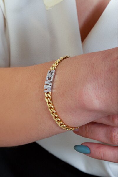 Adil İdil Kuyumculuk Taşlı Sevim Yazılı Halat Künye