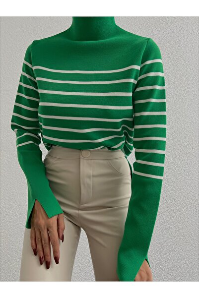 erki triko Πλεκτό πουλόβερ με μισές ρίγες και σχισμές στα μανίκια