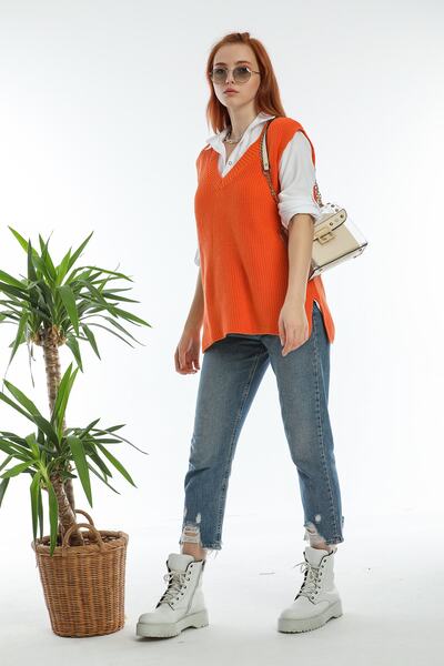 erki triko Women's V-Neck Knitwear Sweater