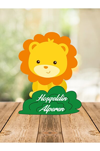Melek Atölye - Bebek Çocuk Özel Gün Doğum Günü Ahşap Magnet Aslan Safari 20 L...