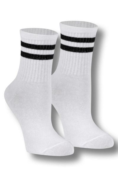 MAZEN White Unisex Striped Tennis Socks