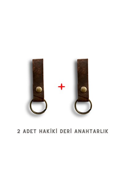 Minimal Anahtarlık Hakiki Deri 2 Adet- Crazy Taba
