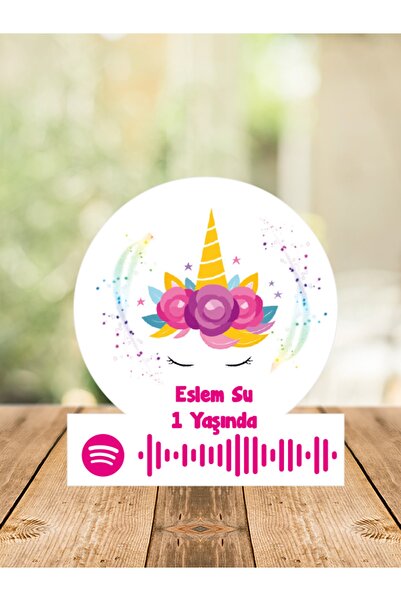 Melek Atölye -bebek Çocuk Resimli Doğum Günü Ahşap Magnet Unicorn Spotify (SE...