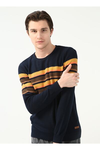 U.S. Polo Assn. Bisiklet Yaka Lacivert Erkek Kazak Boston-sk22