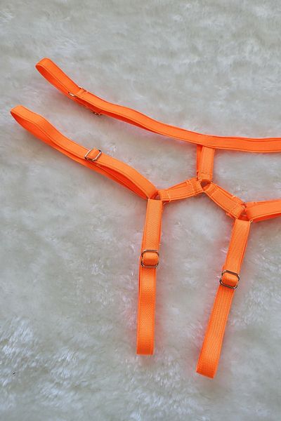 Secret Passion Lingerie Tanga elastică pentru femei, cu șnur portocaliu neon